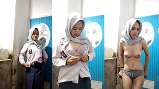 Hijab Sma Pulang Sekolah, Langsung Bugil Di Kamar, Siap Digoyang.